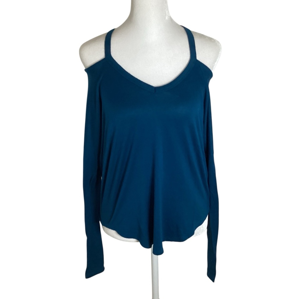 Fall 2016 Express XS Dark Blue Cold Shoulder Long Sleeve Blouse